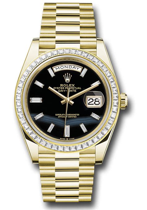 rolex day date 40 baguette bezel|Rolex Day-Date 40.